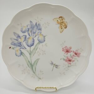 Lenox Butterfly Meadow 11" Dinner Plate Orange Sulphur Flowers Porcelain Scallop